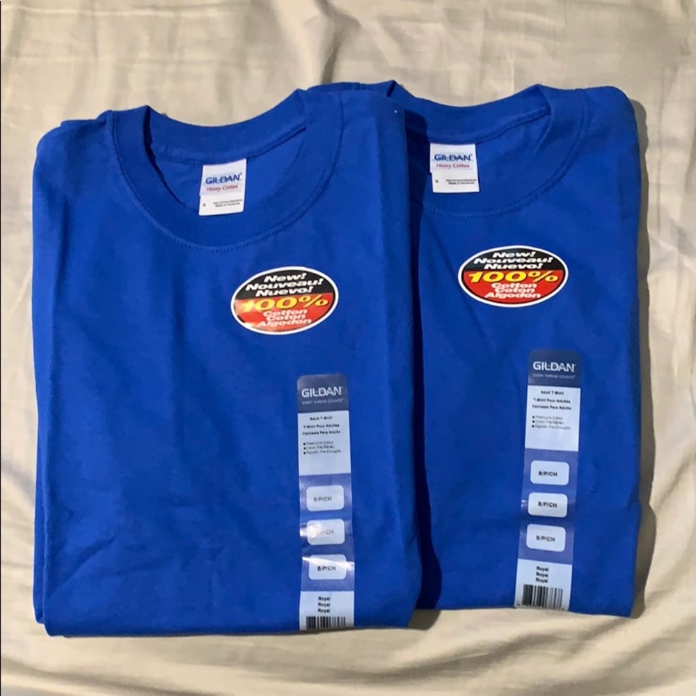 Gildan heavy cotton small blue T-shirts x 2